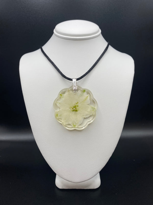EMF Protection Necklace - Dried Flower Collection - White Elegance