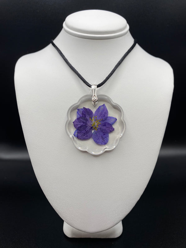 Handmade EMF Protection Necklace - Nature's Purple - EMF Dried Flower Collection