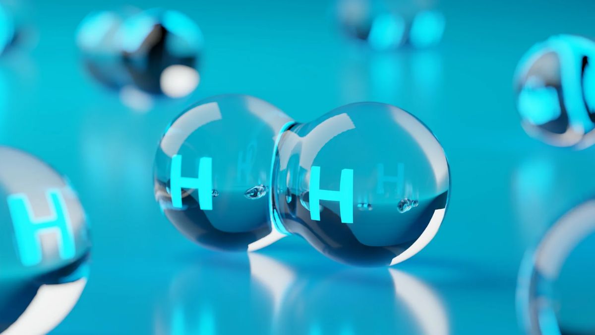 Blue molecular illustration with H₂O symbols