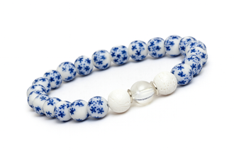 EMF Harmonizer Bead Bracelet - Blue Flower