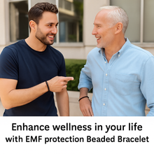 EMF Men's Bead Bracelet - Gemstone Beaded Essential Oil Diffuser Harmony Wristband (Black)
