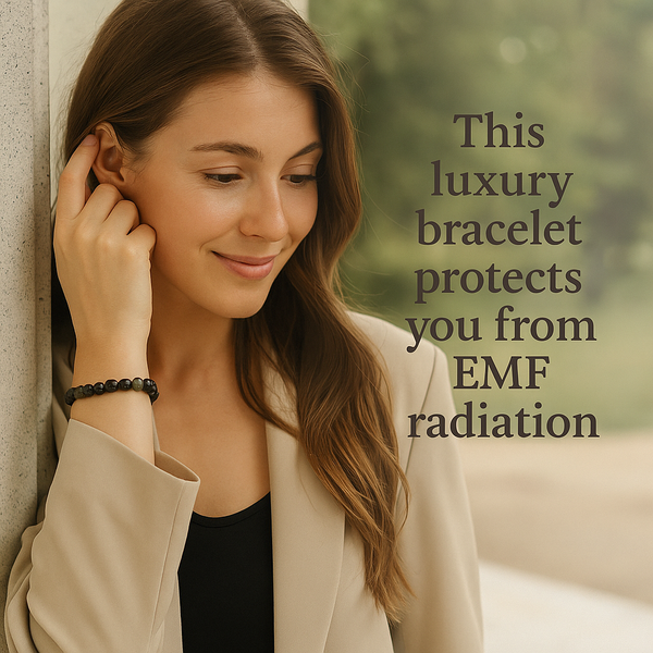EMF Bead Bracelet -BLACK MARBLE