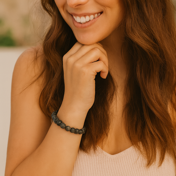 EMF Bead Bracelet -BLACK MARBLE