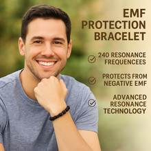 EMF Men's Bead Bracelet - Gemstone Beaded Essential Oil Diffuser Harmony Wristband (Black)