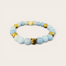 Blue Cat Lover EMF Protection Beaded Bracelet | Cat Charm Wearable Shield