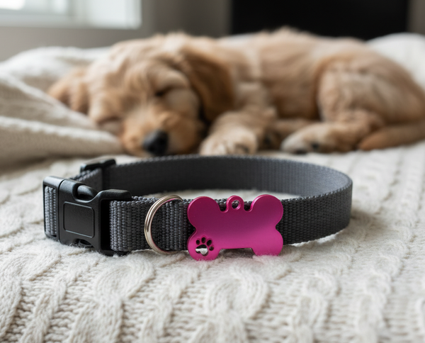 EMF Protection Pet Tag – Dog & Cat Collar Pendant for EMF Shielding- Pink