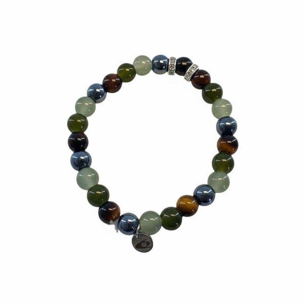 EMF Protection Beaded Bracelet – Green &amp; Brown Tiger Eye