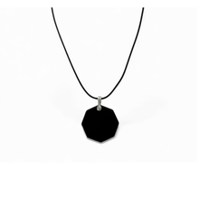 EMF protection necklace classic octagon black pendant on white background