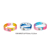 EMF protection bracelet for kids – three snap-on harmony bands on white background