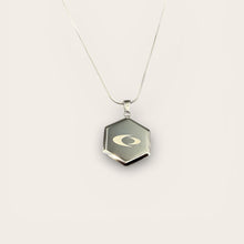 EMF protection necklace stainless steel octagon pendant on white background