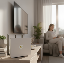 EMF Mega Shield for Routers- Gold on White