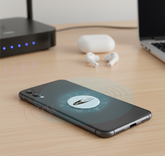 Sleek EMF Shield for Modern Devices (Silver on White)