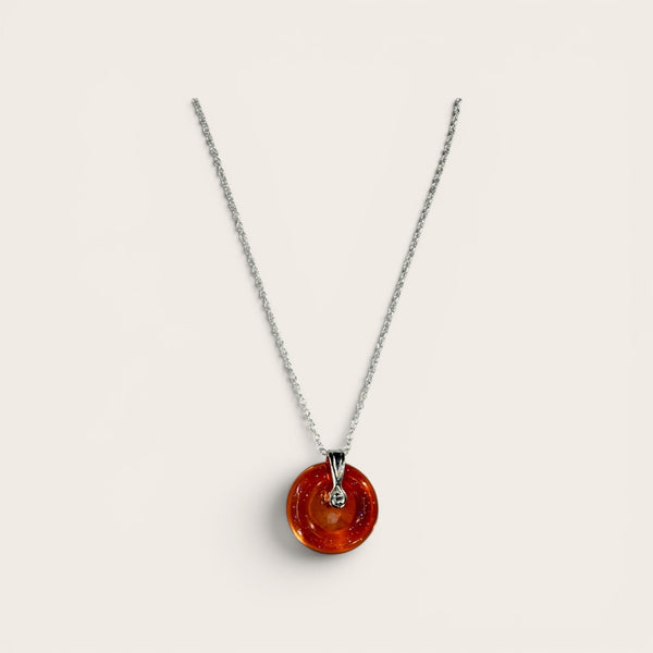 Orange EMF Protection Button Necklace | Portable Wearable Shield