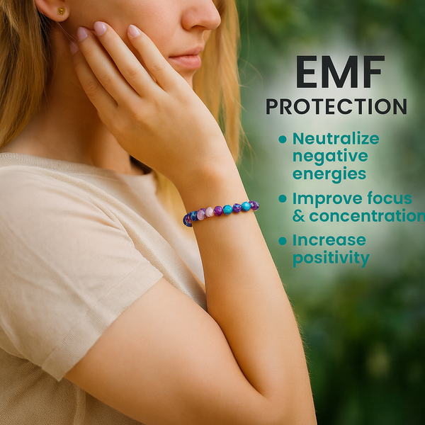 EMF Protection Bead Bracelet - Purple