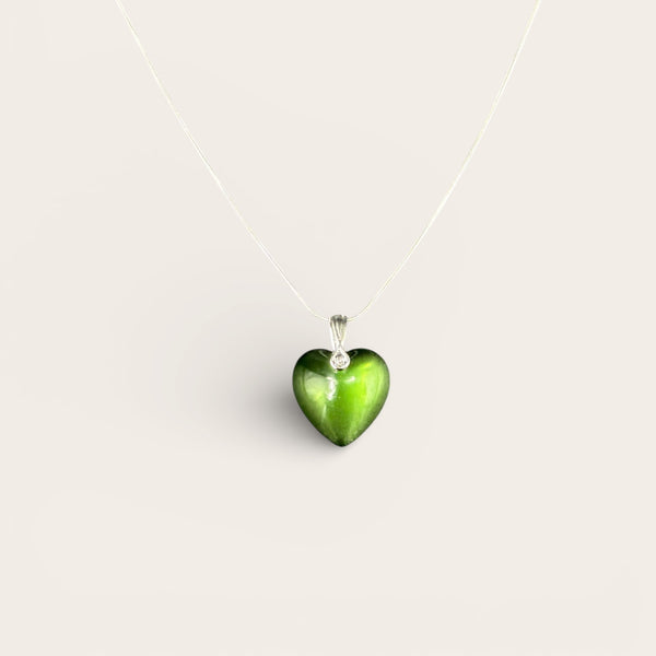 Small Emerald Heart EMF Protection Necklace