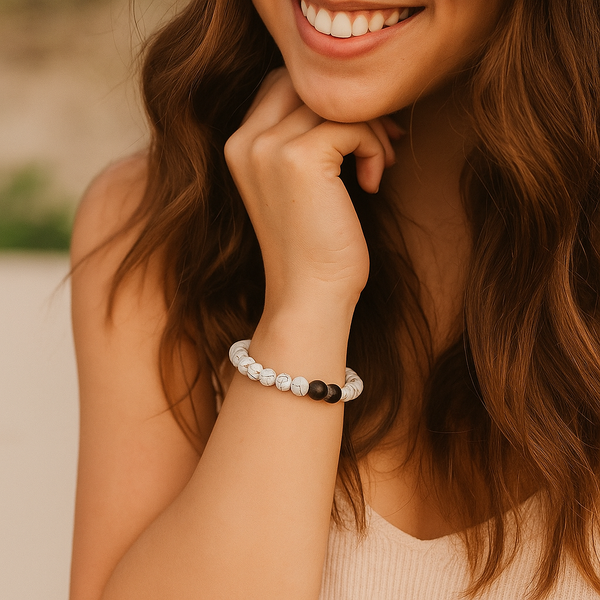 Energy Balancing Bead Bracelet - Black/White