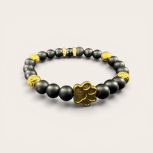 Black EMF Protection Gold Dog Paw Beaded Bracelet for Dog Lovers
