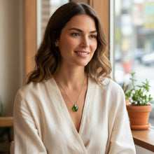 Emerald heart EMF necklace designed for wearable EMF protection