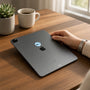 EMF Mega Shield for Tablets - Glitz Cool Breeze Blue on the back of an iPad on a home office desk