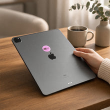 EMF Mega Shield for Tablets - Glitz Cruzin Power Purple on the back of an iPad on a home office desk