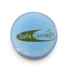 EMF Mini Shield – Glitz Cool Breeze Blue — glossy glitter light-blue EMF protection sticker for phones, front view on white background