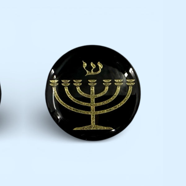 Gold Menorah Mega Shield EMF protection sticker for phones, tablets and laptops