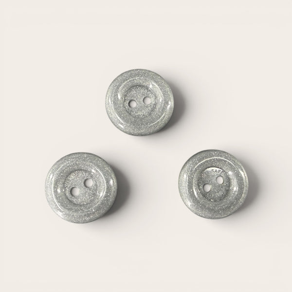 Gray EMF Protection Buttons 3 pack minimal portable wearable shield for discreet everyday EMF protection on clothing bags or devices