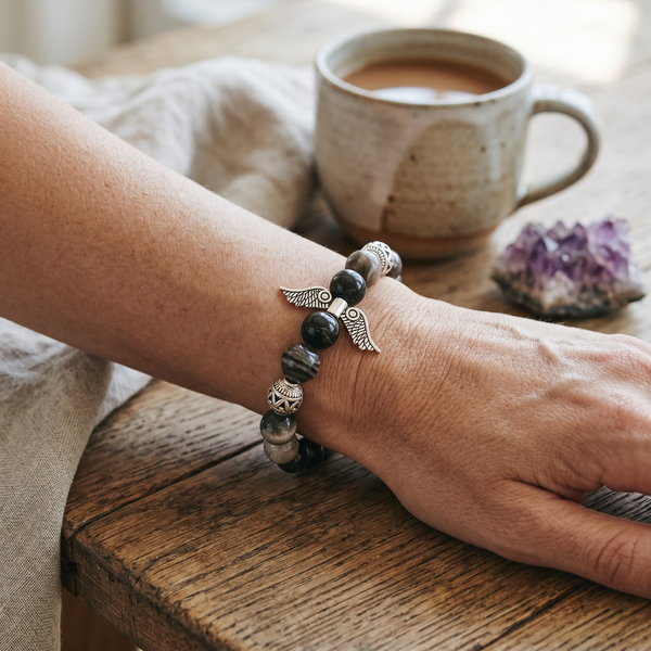 Angel Wings EMF Protection Bracelet Midnight Black