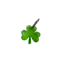 Perfectly Imperfect Shamrock EMF Protection Keychain in light neon green with 240+ encoded resonant frequencies for portable EMF protection