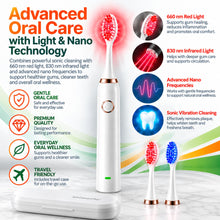 Advanced Oral Care with Light and Nano Technology red light therapy toothbrush with 660 nm red light, 830 nm infrared light and sonic cleaning