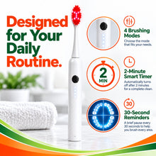 Red light therapy toothbrush designed for your daily routine with 4 brushing modes, 2-minute smart timer and 30-second reminders