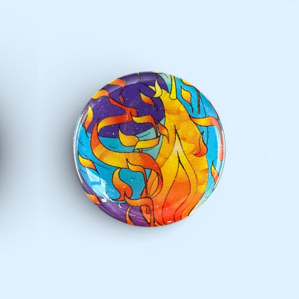 Close-up of Refining Fire EMF Protection Mega Shield with vibrant energy design