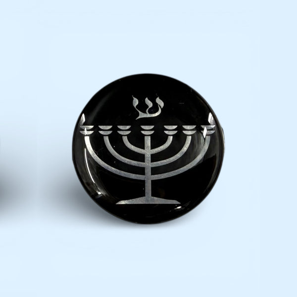 Silver Menorah Mega Shield EMF protection sticker for phones, tablets and laptops